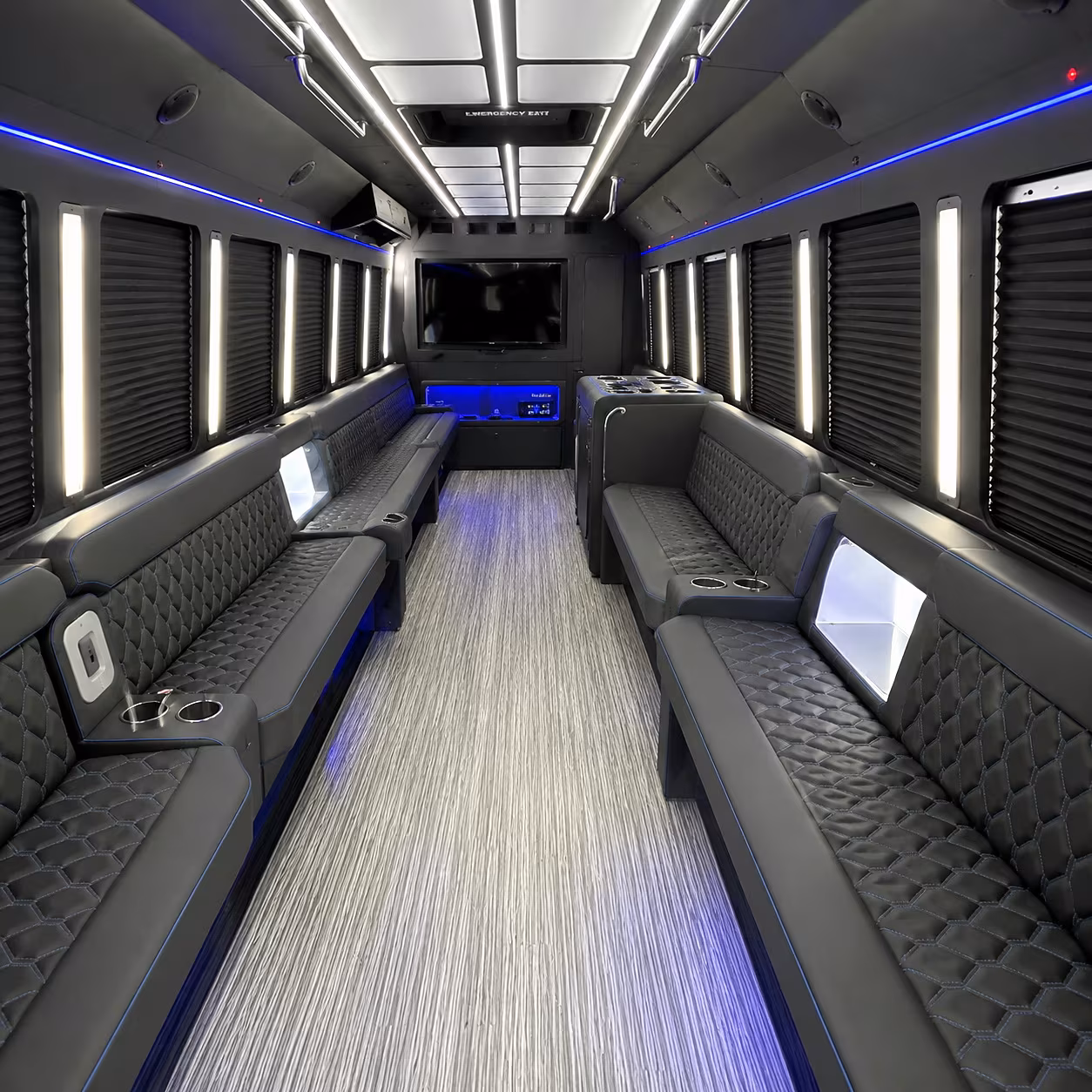 Corpus Christi Bachelor & Bachelorette Transportation party bus interior
