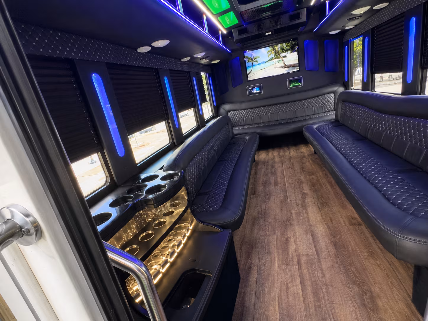 Corpus Christi Birthday, Sweet 16, & Quinceañera Transportation party bus interior