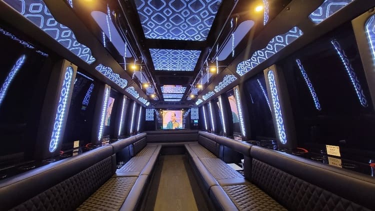 Conroe 40 Passenger Limo Bus Interior